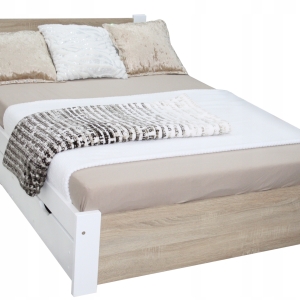 Łóżko 3D 120x200 białe + dąb sonoma stelaż masywne